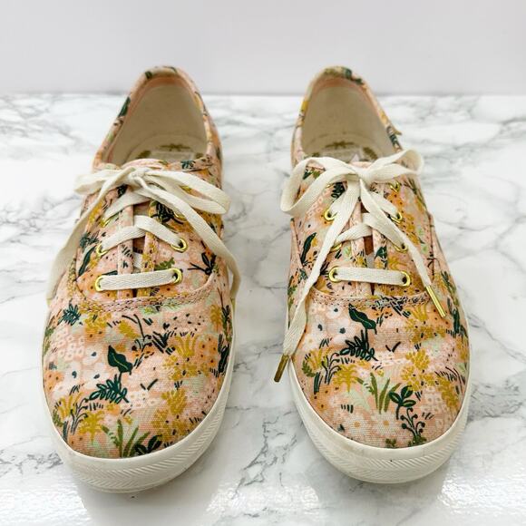 Keds x Rifle Paper Co. Meadow Blush Pink Orange Floral Sneakers Size 7 - Picture 1 of 7